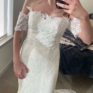 Wedding Dress Lace Off the Shoulder Size 4